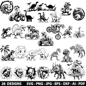 28 Dinosaurs T Rex Tyrannosaurus Laser Svg, Dxf, Eps, Ai, Pdf, Jpg, Png Grayscale Burn Image Cut Vector Cnc Wood Cut Dino Scratch Cricut