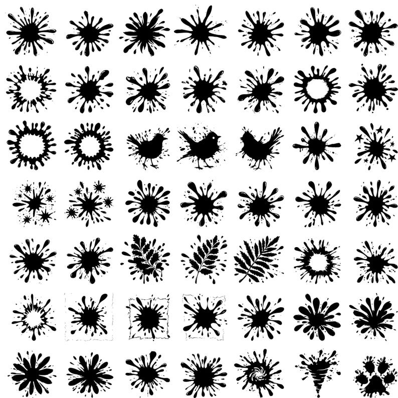 200 Paint Splatter Svg, Dxf, Eps, Ai, Pdf, Jpg, Png Grayscale Burn ...