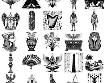 130 Egyptian Svg, Dxf, Eps, Ai, Pdf, Jpg, Png Egyptian Symbol Grayscale Burn Image Cut Cleopatra Vector Cnc Wood Cut Eye of Horus Silhouette