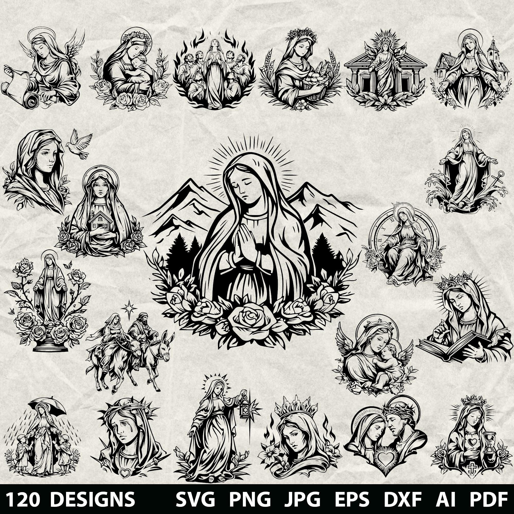 120+ Saint Mary Bundle Svg, Dxf, Eps, Ai, Pdf, Jpg, Png Virgin
