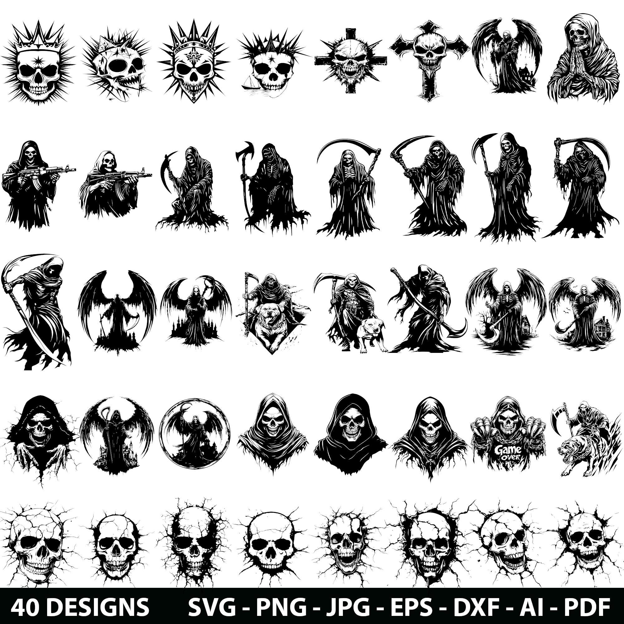 40 Grimm Reaper Sceleton Laser Svg, Dxf, Eps, Ai, Pdf, Jpg, Png ...