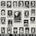 190 Tarot Cards Bundle Svg, Dxf, Eps, Ai, Pdf, Jpg, Png Halloween Grayscale Burn Image Cut Vector Wood Cut Cricut Spooky Gothic Silhouette product logo