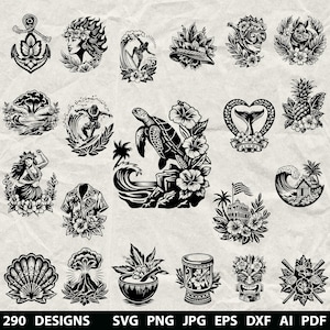 290+ Hawaiian Bundle Svg, Dxf, Eps, Ai, Pdf, Jpg, Png Hawaii Beach Grayscale Burn Image Cut Vector Cnc Cricut Tropical Summer Silhouette