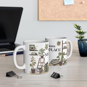 Kubek ceramiczny Books & Plants - przytulny kubek dla miłośników książek
