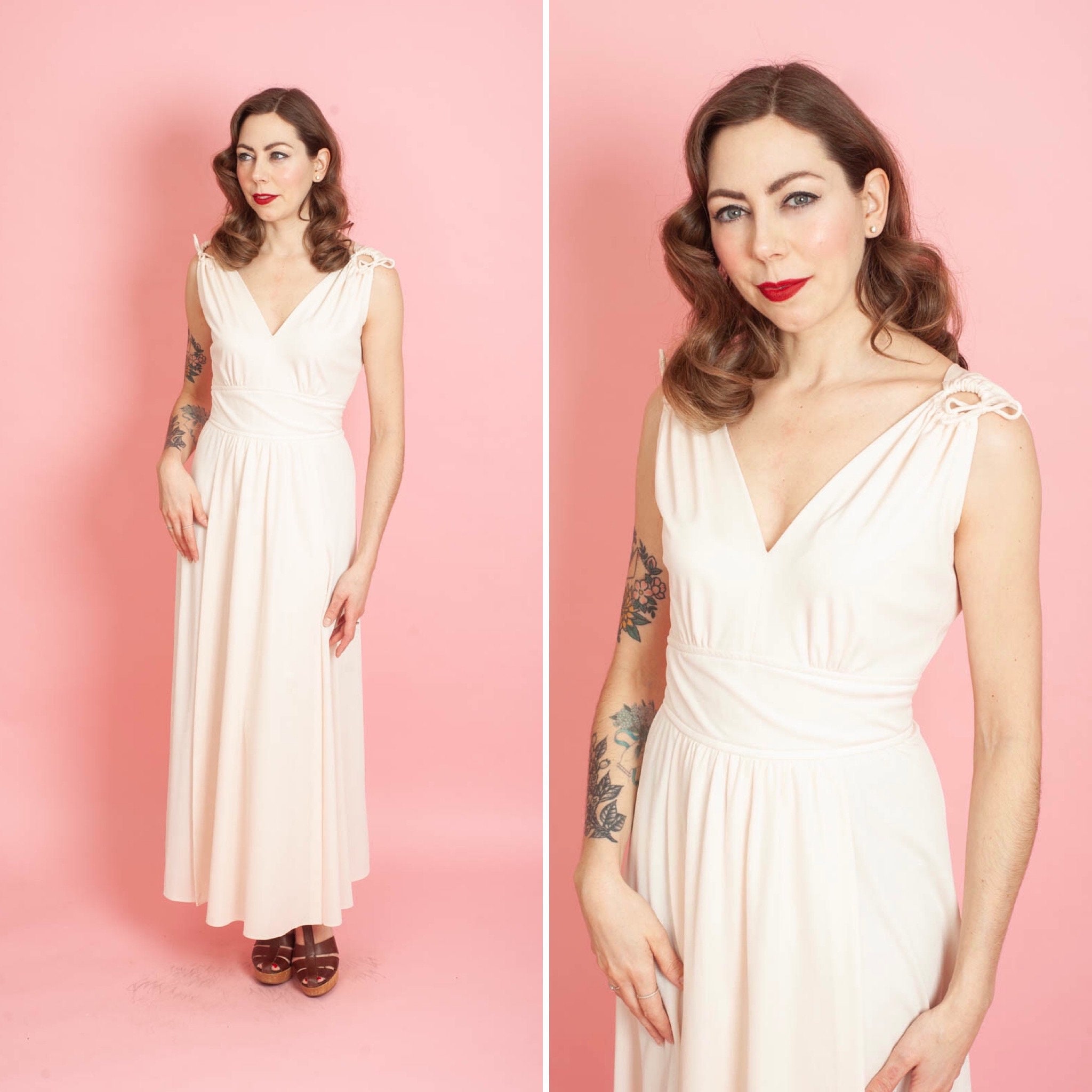 cream sleeveless dress