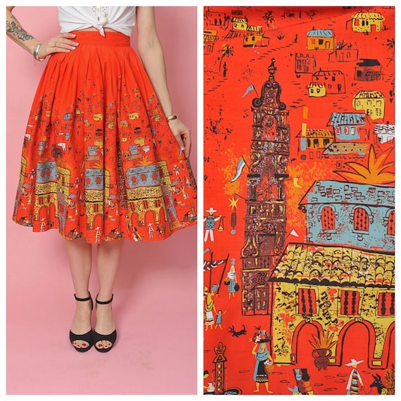 1950's Hacienda Novelty Print Skirt by Millworth/