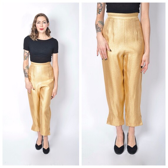 Vintage 1950's Metallic Gold Lamé Cigarette Pants/