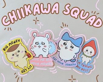 Pegatinas de gula de Chiikawa Hachiware Momonga Kurimanju al tacto suave