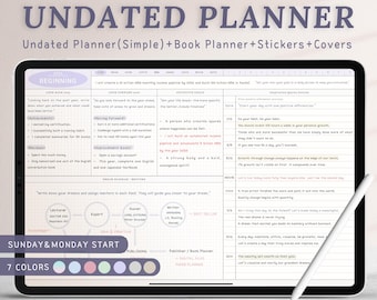 Undated Weekly Simple, All in one Planner, Digital Planner, Goodnotes Planner, iPAD Daily Templates, Notability, Book Planner, PDF Templates