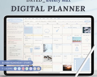 Datiert Weekly Max, 2025 2026 Dated Digital Planner, Goodnotes Planer, tägliche Vorlagen, Notability, Buchplaner, Digitales Tagebuch, PDF
