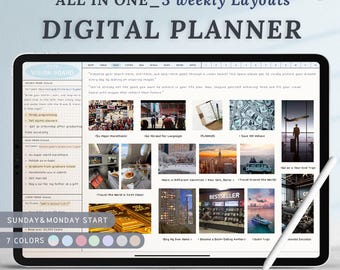 All in one 3-Weekly Layouts, 2025 2026 Undated dated Digital Planner, Goodnotes Planner, Daily Templates, Notability, Book Planner, pdf