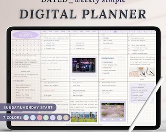 Agenda digital sencilla y con fecha para 2025 y 2026, Goodnotes, plantillas diarias, Notability, agenda de libros, agenda en PDF, agenda digital
