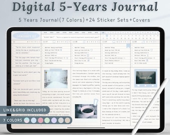 Digital 5-Year Journal, Daily Diary, Undated Digital Journal, 3 Year Daily Journal, Notability, iPad, Hyperlinked PDF, Memory Book