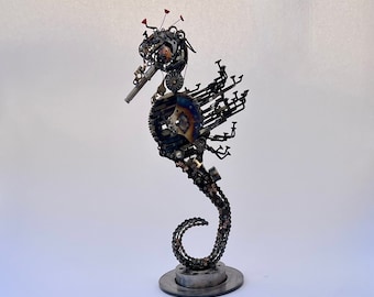 Salvaged Auto Part Steampunk Seahorse Sculpture