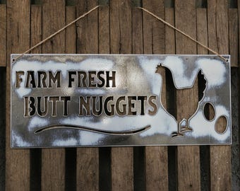 Letrero de nuggets de pollo frescos de granja, letrero divertido de pollo, letrero divertido de granja, amantes de los animales de granja, regalo para amantes de los pollos, regalo de estilo campestre, regalo rústico
