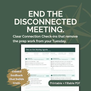 1: 1 Meeting Agenda Vorlage für Leiter | Mitarbeiter Check-In, Rechenschaftspflicht (ausfüllbares PDF)