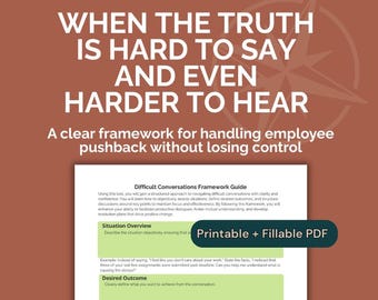 Difficult Conversation Guide for Managers | Conflict Resolution & Feedback Template | Tough Conversations Script (Printable PDF)