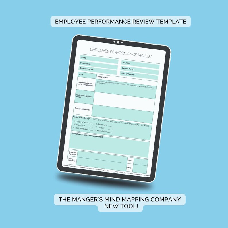 Performance Review Template, Annual Reviews Form, Employee Evaluations ...