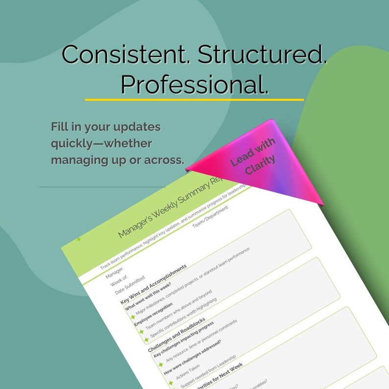 Weekly Status Report Template for Manager Updates - Etsy