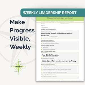 Clarity-Based Reporting™ | Wöchentliche Führung Update-Vorlage | Druckbares Führungs-Tool aus der Your Guidellation Map™ (Digitales PDF)