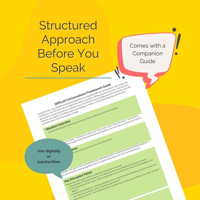 Guide de conversation difficile pour les gestionnaires | Modèle de résolution de conflits et de rétroaction | Script de conversation difficile (PDF imprimable) image 7