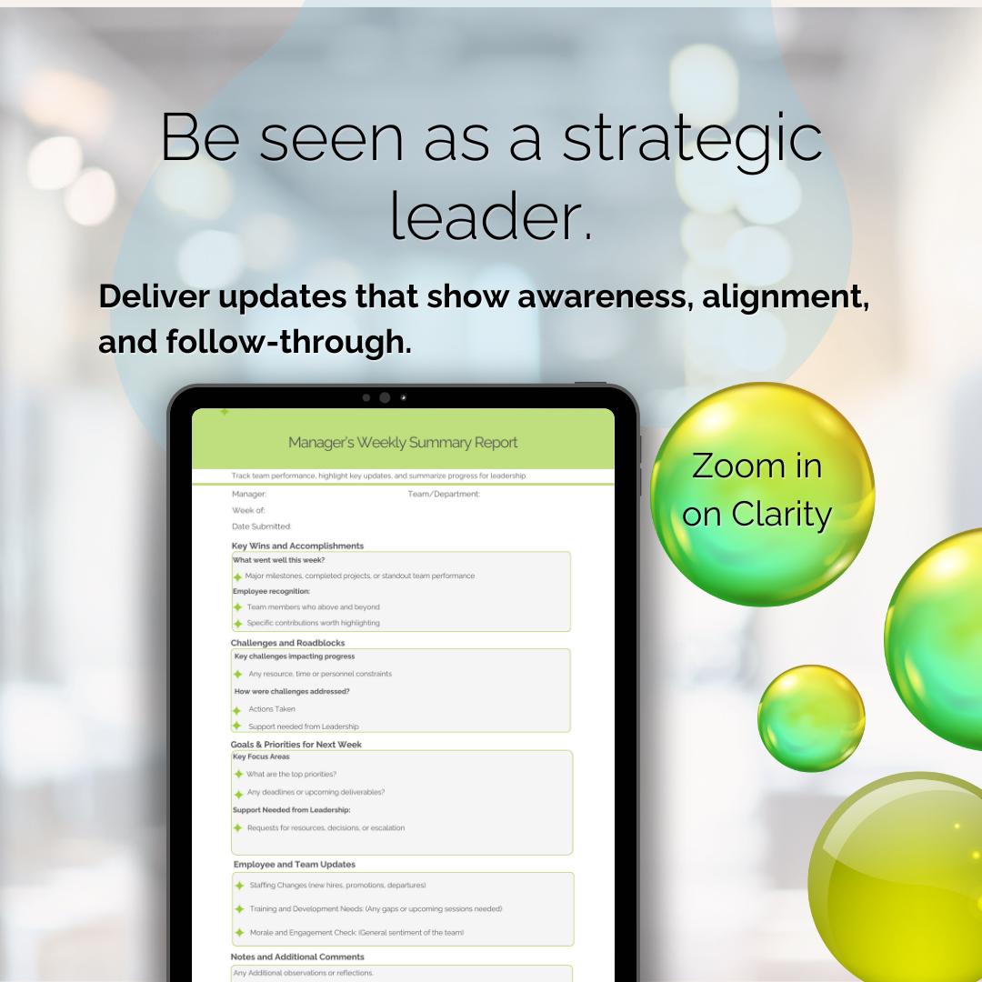Weekly Status Report Template — Manager Upward Updates (printable PDF ...
