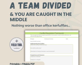 Conflict Resolution Template for Managers | Difficult Conversation & Communication Guide | Employee Feedback Tool (Printable PDF)