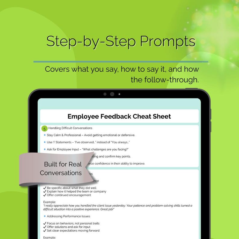 Employee Feedback Quick Guide for Managers (PDF) - Etsy