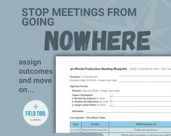 Plantilla para reuniones de gerentes / Formulario de 30 minutos / Agenda rellenable en PDF / Estructura para reuniones diarias de equipo para gerentes