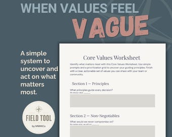 Core Values Worksheet | Declare Your Guiding Principles (Printable PDF)