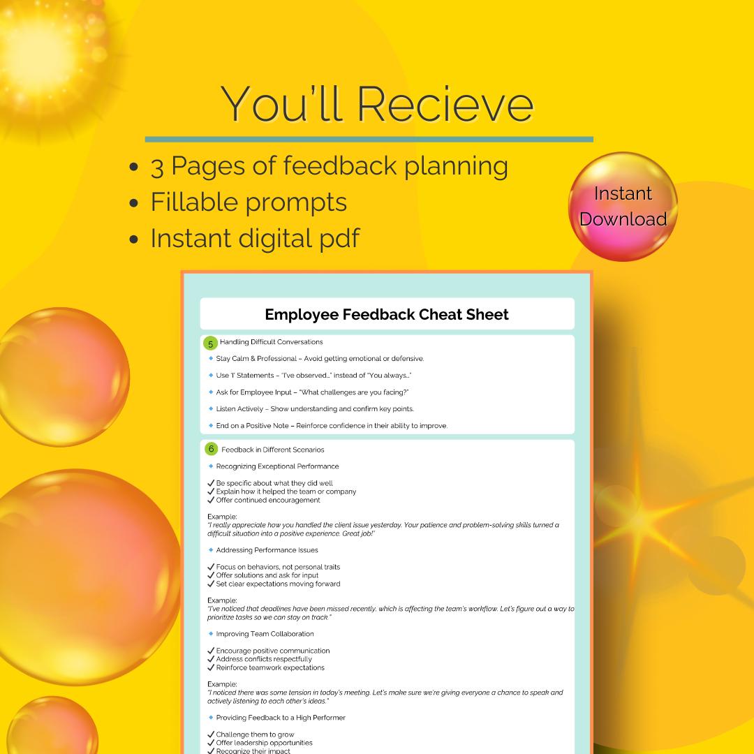 Employee Feedback Quick Guide for Managers (PDF) - Etsy