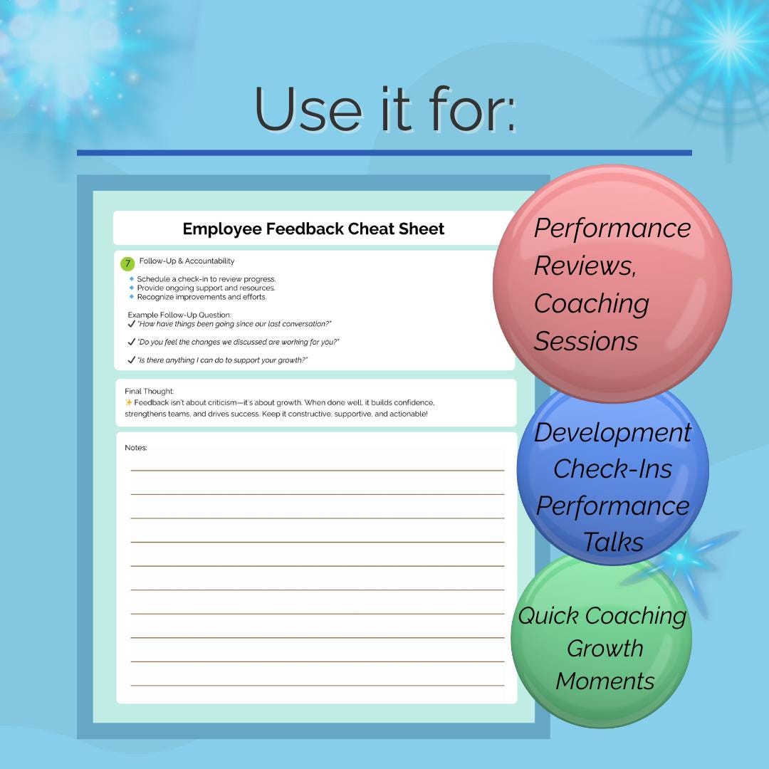 Employee Feedback Quick Guide for Managers (PDF) - Etsy