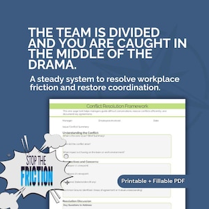 Conflict Resolution Template for Managers | Difficult Conversation & Communication Guide | Employee Feedback Tool (Printable PDF)
