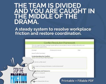 Conflict Resolution Template for Managers | Difficult Conversation & Communication Guide | Employee Feedback Tool (Printable PDF)