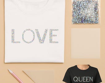 Crystal Rhinestone T-Shirt DIY Kit: Hotfix Template (Digital File)