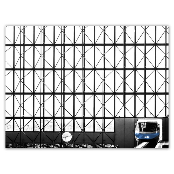 Disney monorail photo, Contemporary Resort, monorail blue, abstract Disney art, black white, Giclée print on 100% cotton fine art art paper