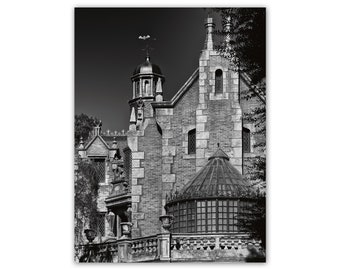 Disney Haunted Mansion photo, Magic Kingdom pictures, black and white Disney art, Giclée print on sustainable hemp fine art paper