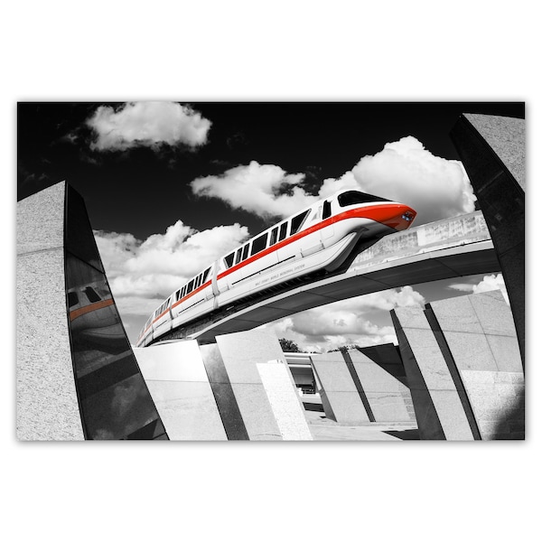 Disney monorail picture, Disneyworld photos, Disney decor, EPCOT monoliths, red monorail, Giclée print on 100% cotton fine art art paper