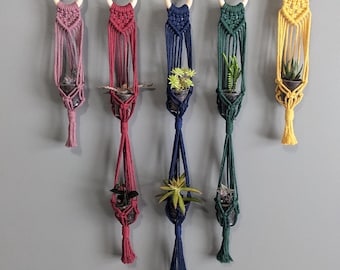Macrame Mini Plant Hanger | 33 Color Options | Shot Glass Holder | Handmade Wall Hanging | Gift for Plant Lover | Home Decor | Indoor Garden