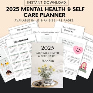 Mental Health Planner Bundle, Self-Care Digital Journal, Printable Therapy and Wellness Templates, Mental Health Planner, Mental Health