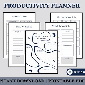 Productivity Planner, Productivity Tracker, Productivity Journal, Daily Productivity,2025 Productivity Planner, Weekly Routine,Pdf printable