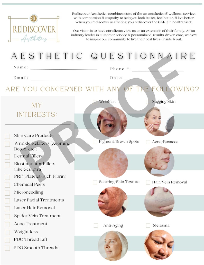 Med Spa Consultation Forms/packet- Editable Canva Template - Etsy