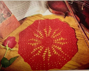 Padrão de Doily de Rosa Vermelha