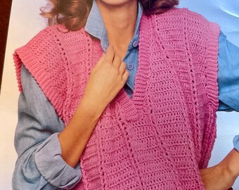 Women’s Sweater Vest, Crochet Pattern, “Over Easy”