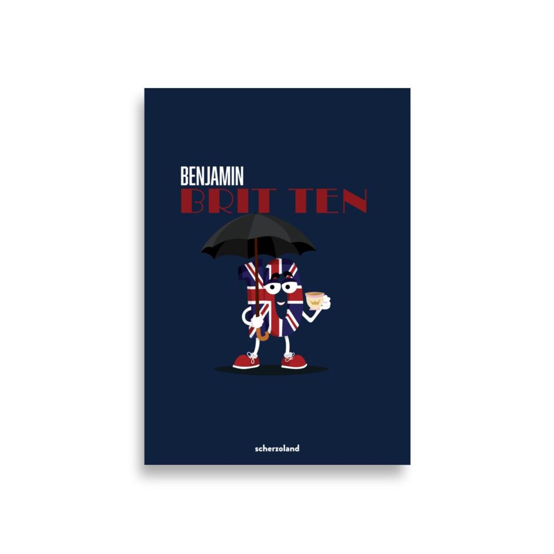 Benjamin Britten Poster Playing With the Name Brit Ten - Etsy