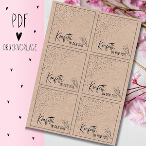 Print template &quot;Confetti in the bag&quot; PDF template for download Print Gift card Gift idea Gift Print yourself Bag flap