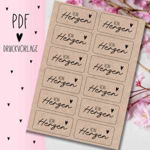 Druckvorlage "von Herzen" PDF Vorlage zum Download Ausdrucken Geschenkkarte Geschenkidee Geschenk Selbstausdrucken Raysin