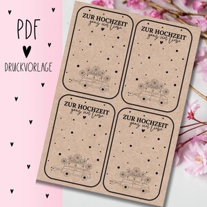 Print sjabloon "veel liefde voor je bruiloft" PDF sjabloon om te downloaden Print uit Cadeaubon Cadeau-idee Cadeau Print zelf
