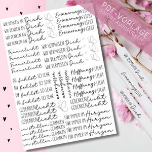 Mourning PDF Template for Candles Waterslide I Taper Candles | Candle Decorating | To Print