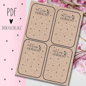 Druckvorlage "mit liebe gemacht" PDF Vorlage zum Download Ausdrucken Geschenkkarte Geschenkidee Geschenk Selbstausdrucken